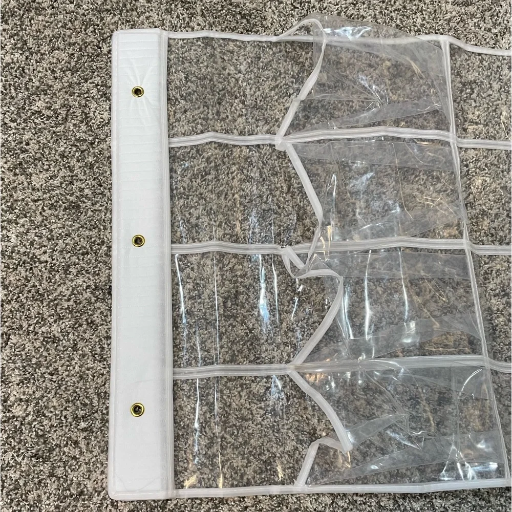 Clear Plastic White Vinyl Edge Six Row 24 Pair Over the Door Shoe Hanging Rack
